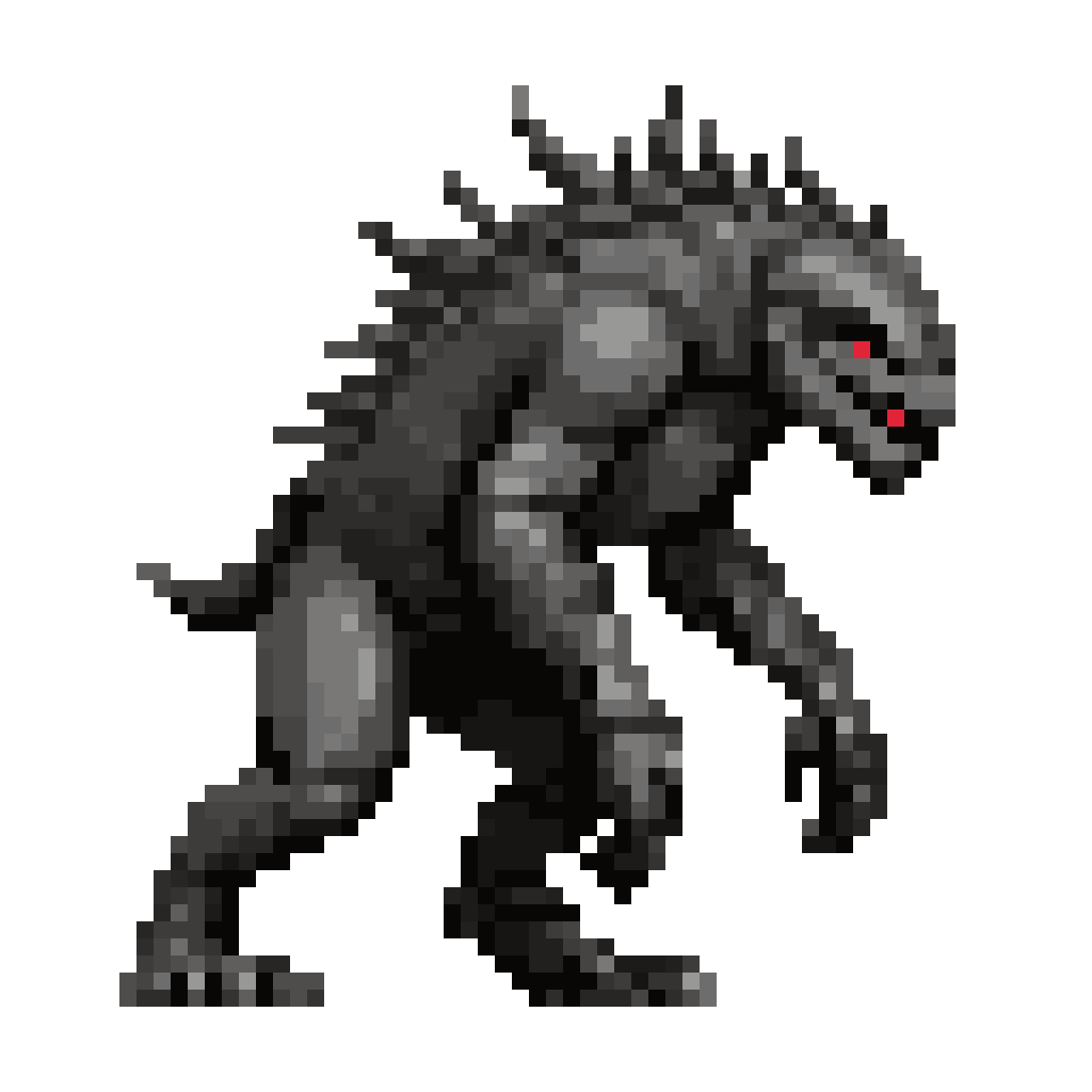 full side shot of a pixel art