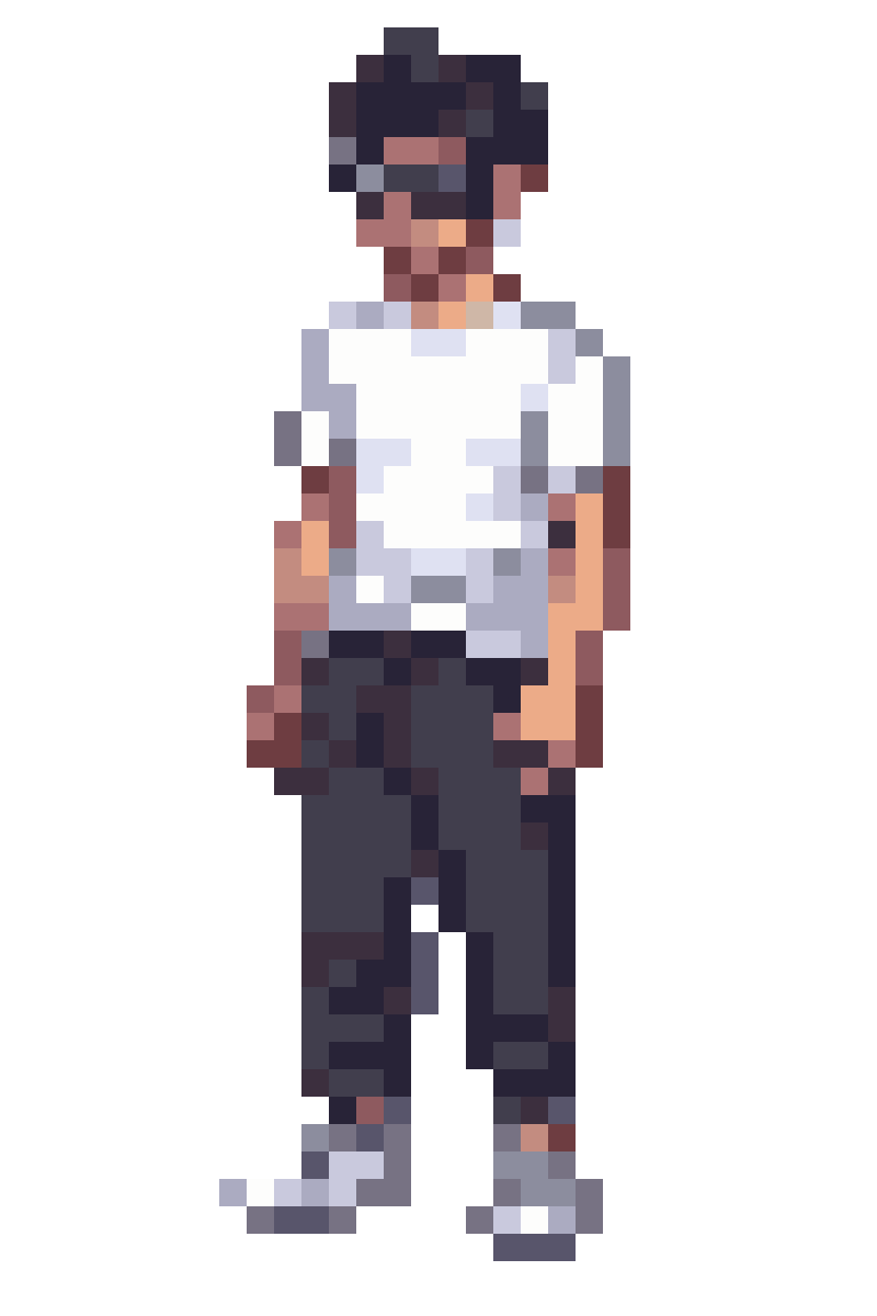 Fit Young Man in Office-Sim Style pixel art