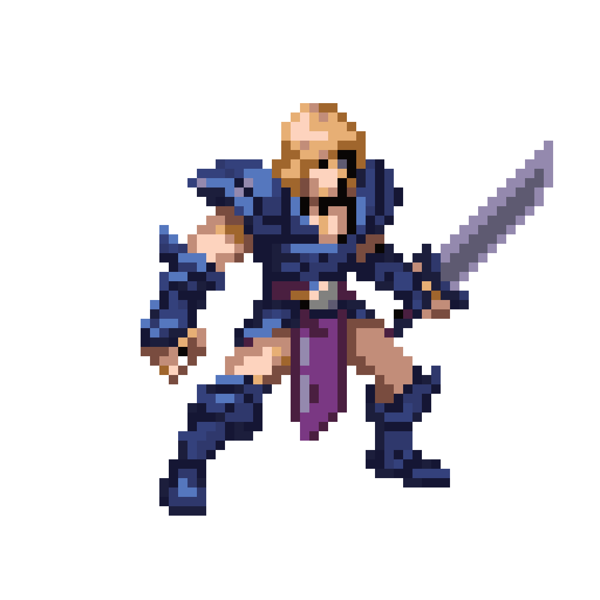 Swordsman Hero with Cool Sword pixel art