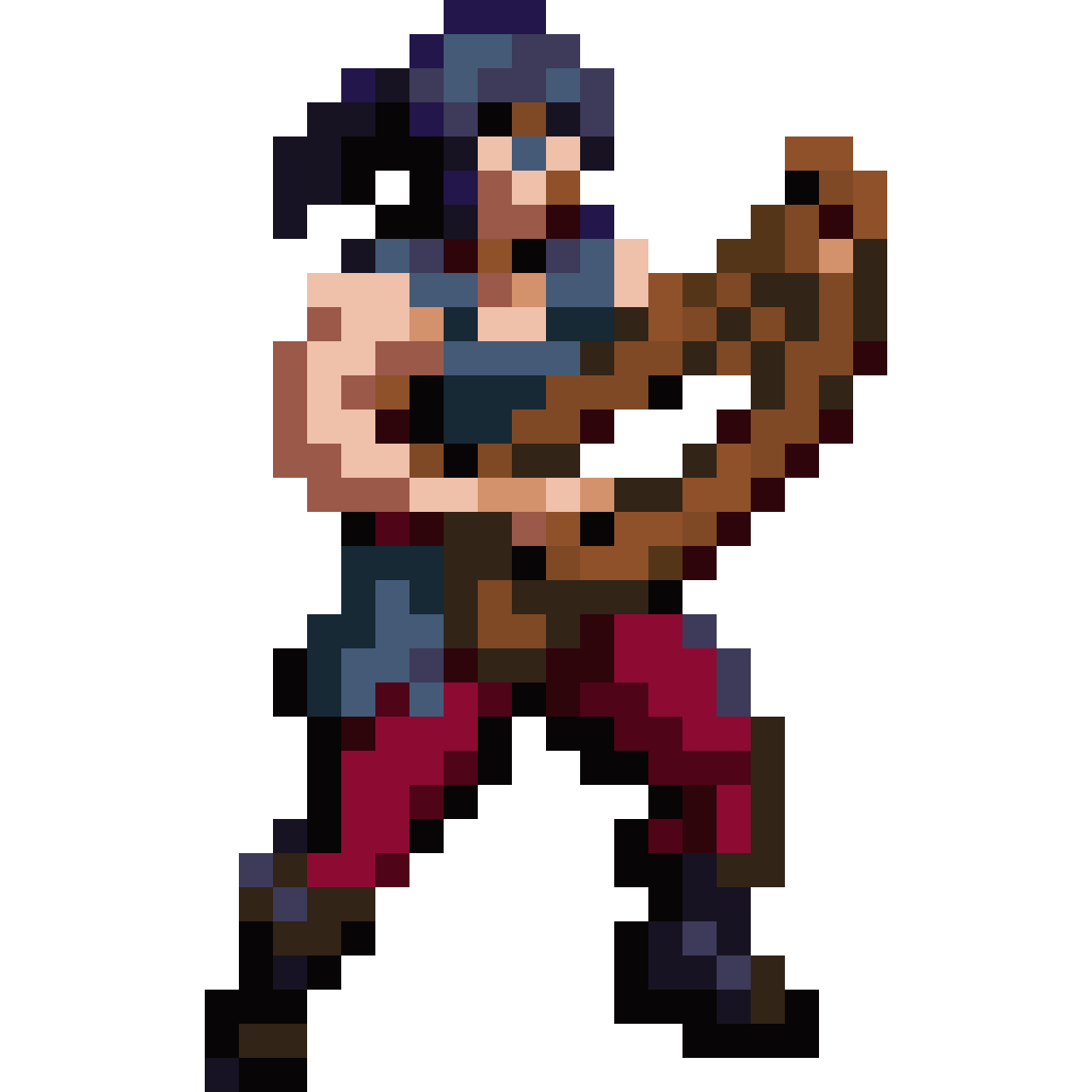 Bard character fighter with a harp pixel art