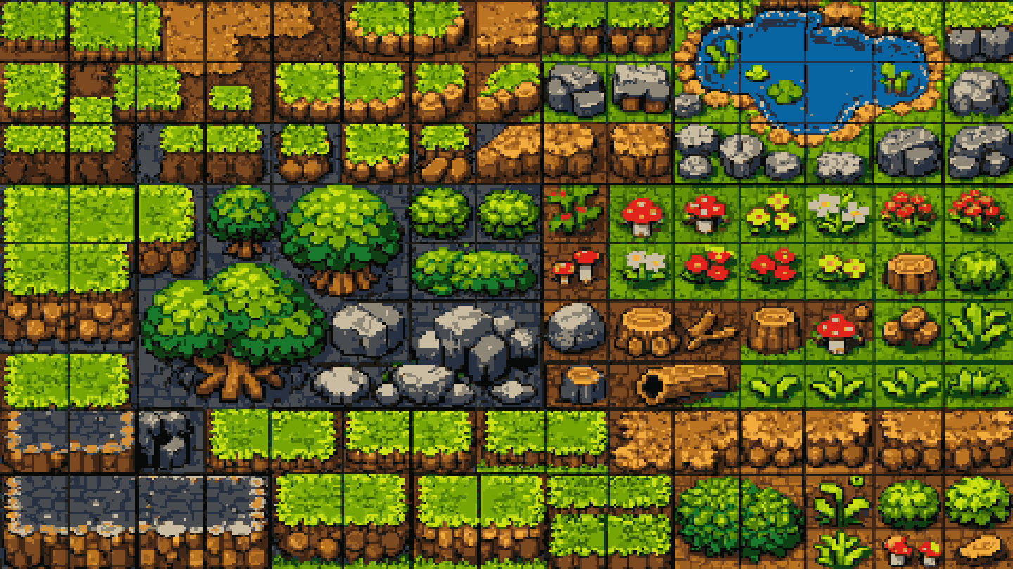 2D Pixel Art Forest Tileset pixel art