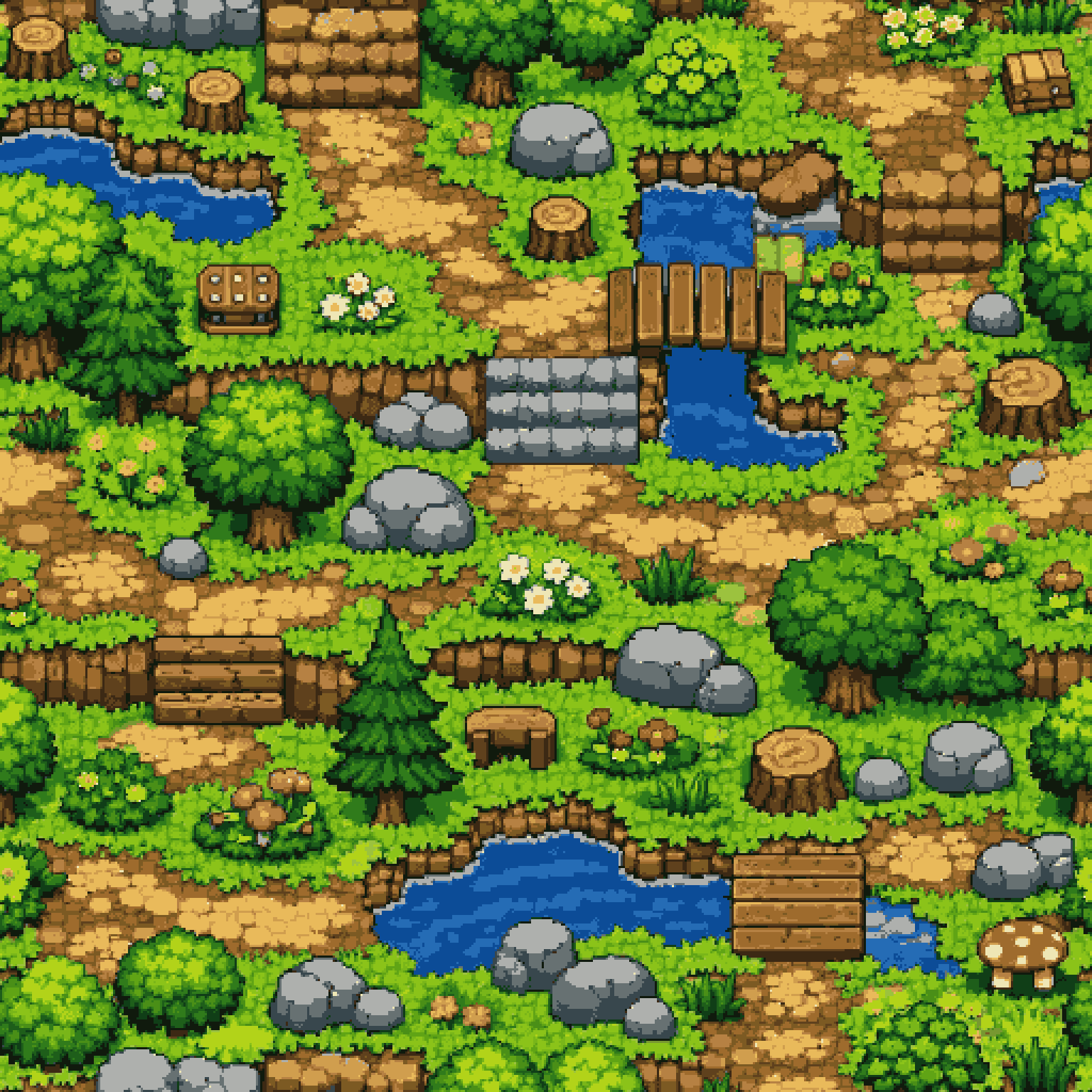 Modular 2D Pixel Art Forest Tileset pixel art