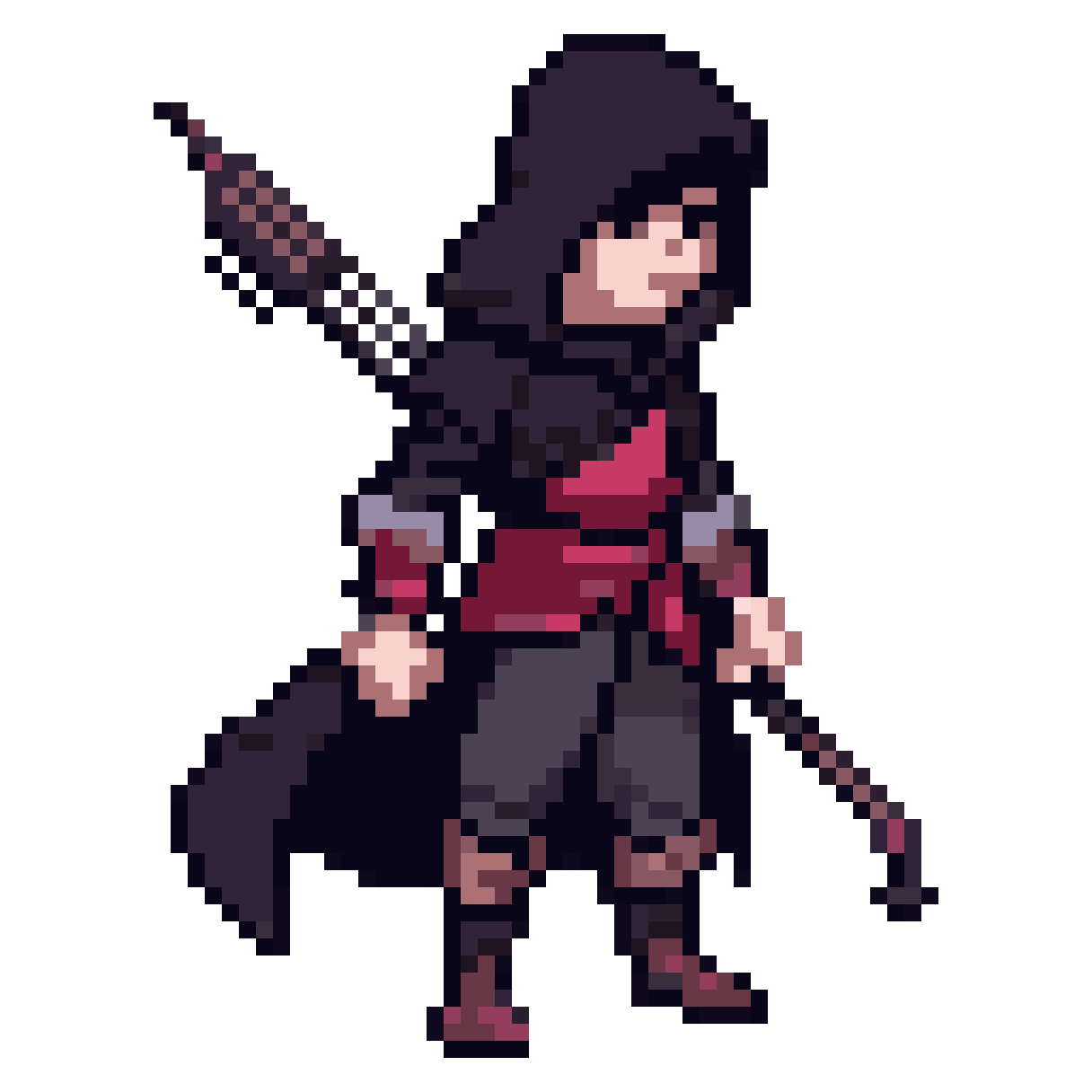 Assassin Character with Hood and Bow pixel art