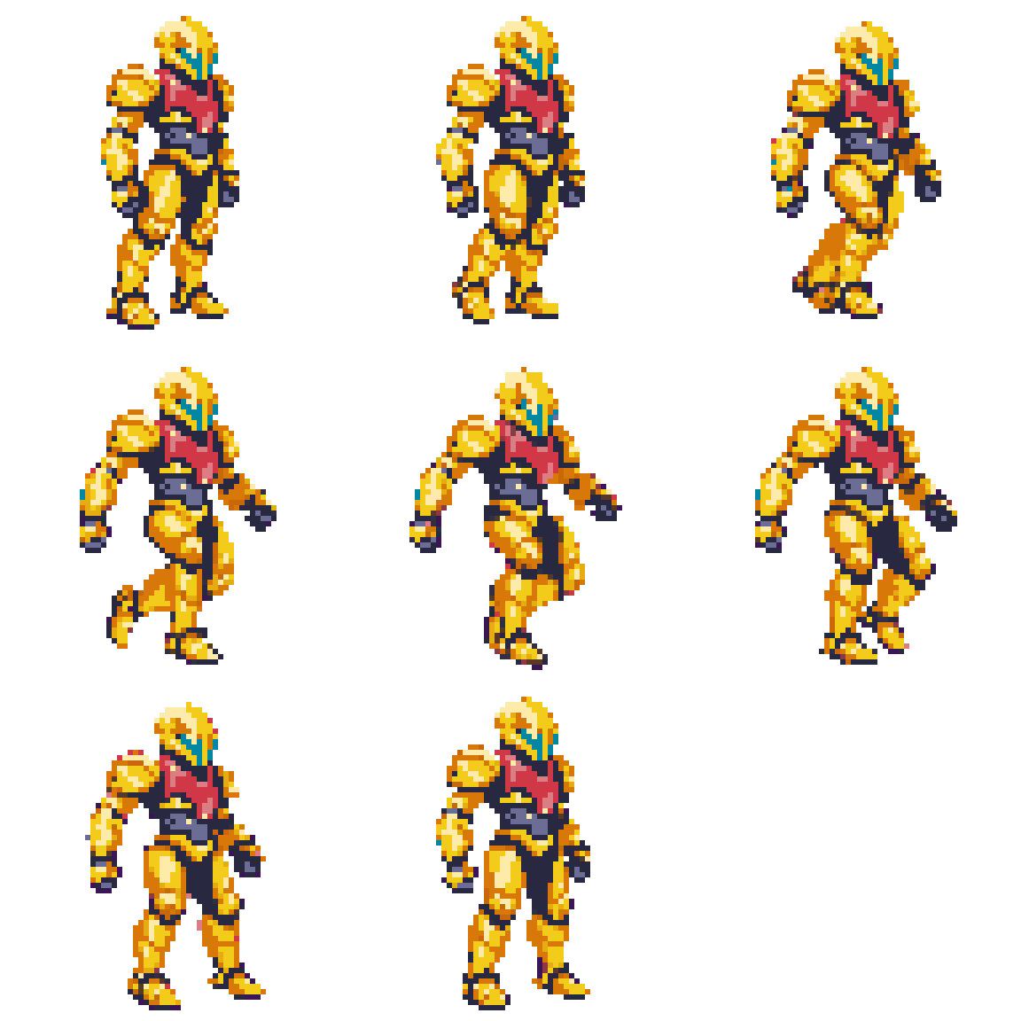 Armored Humanoid Explorer Sprite Running pixel art