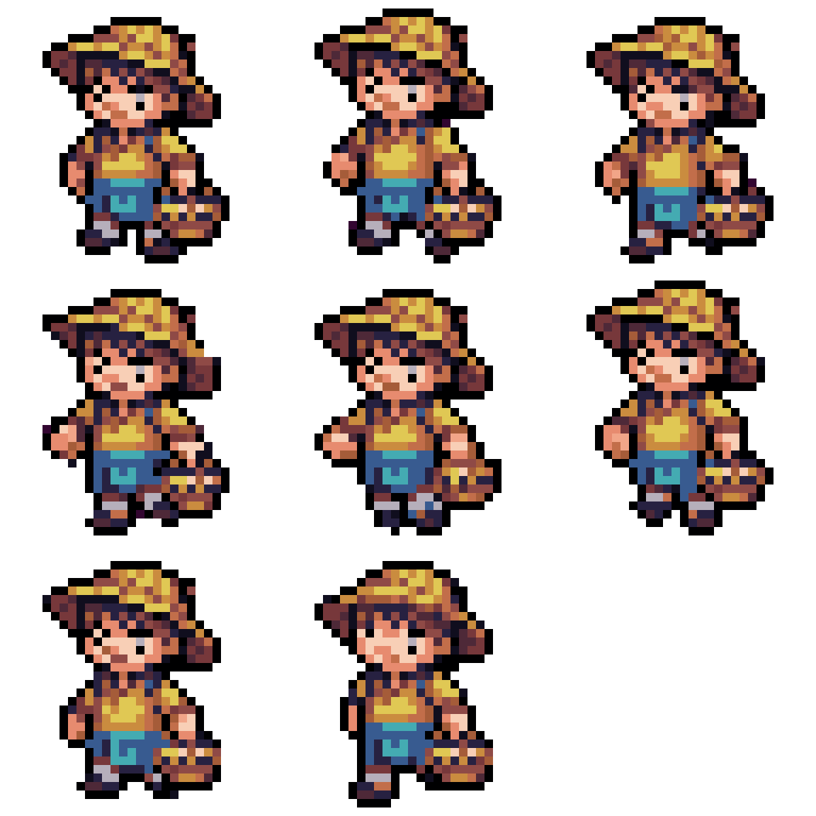 Farmer Character Running pixel art
