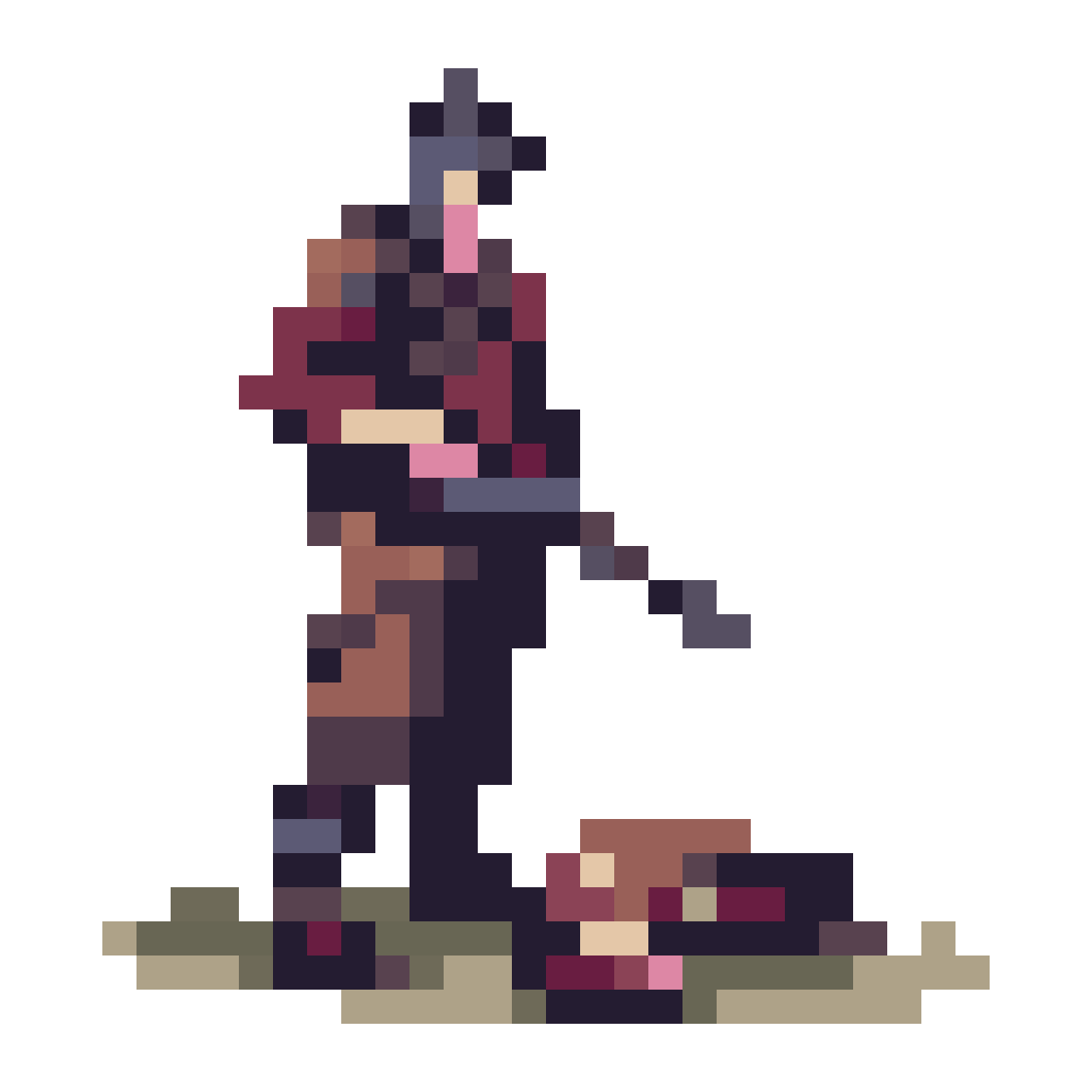 Hunter with Shotgun Idle and Death Variants pixel art