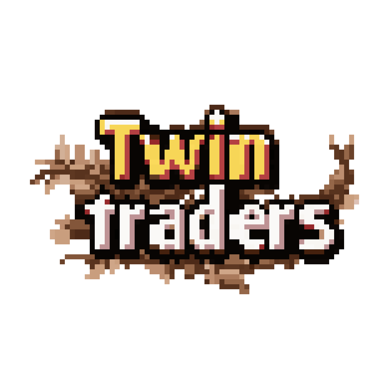 Twin Traders Logo in Japanese Style pixel art