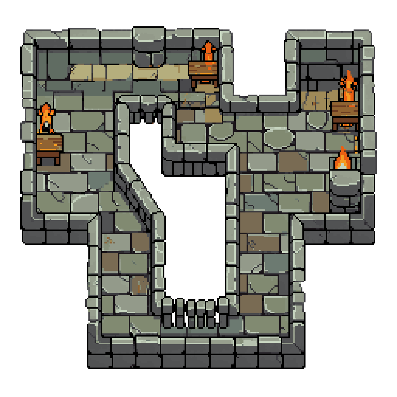 Isometric Tileset for Corridors and Rooms pixel art