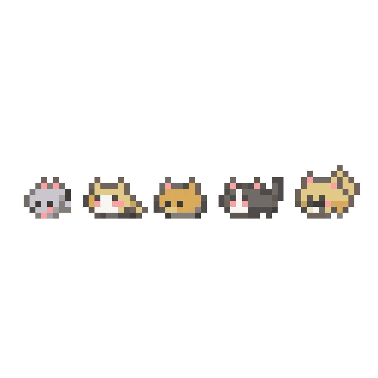 cute pixel cat in various poses pixel art