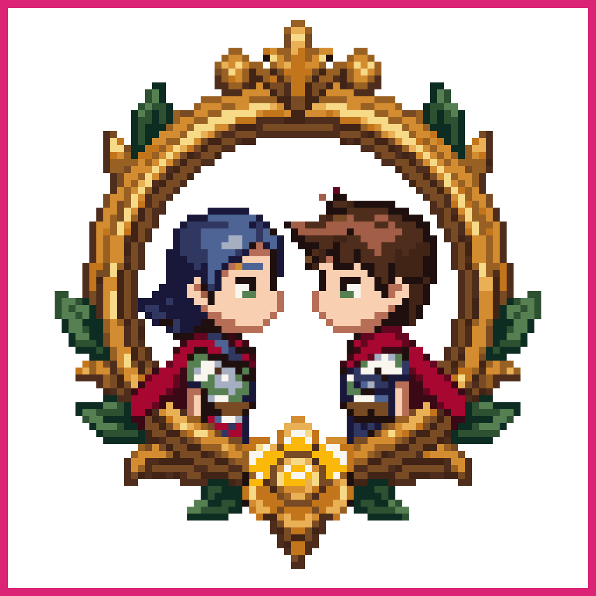 cute icon cube with gold flower frame