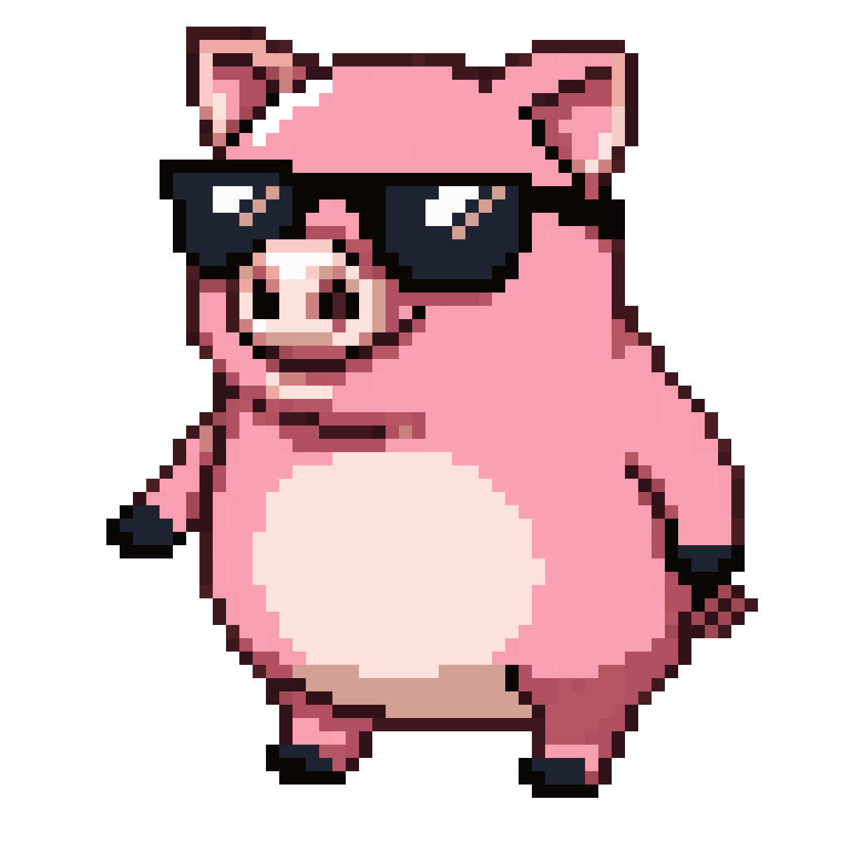 cute chubby cartoon pig mascot pixel art