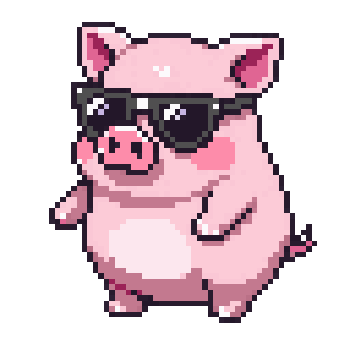 cute chubby cartoon pig mascot pixel art