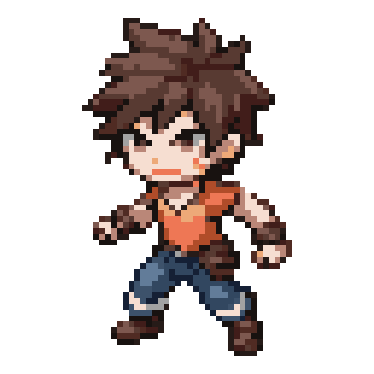 Character moving right and jumping pixel art