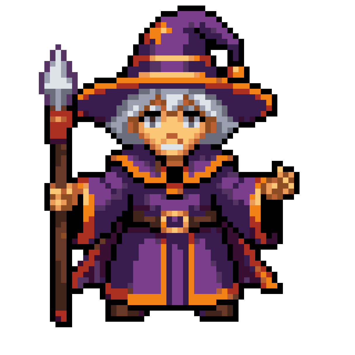 animation of a wizard in pixel art pixel art