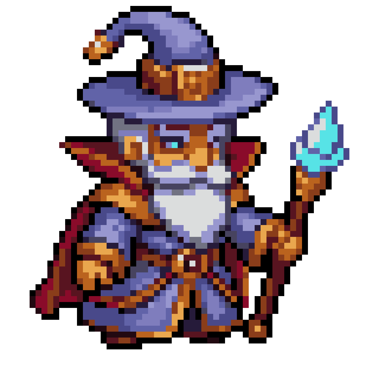 animation of a wizard in pixel art pixel art