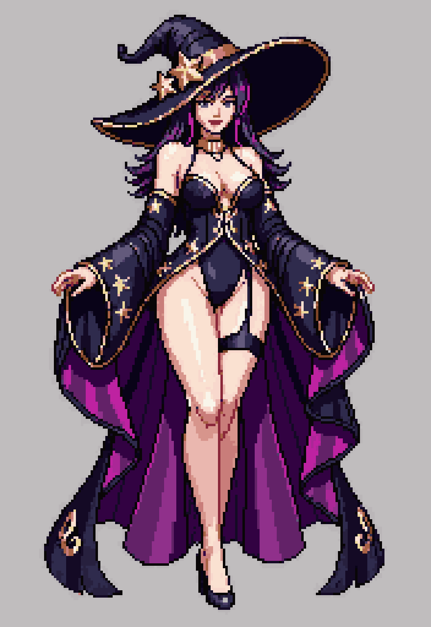 Stunning Mature Magical Girl Sorceress pixel art