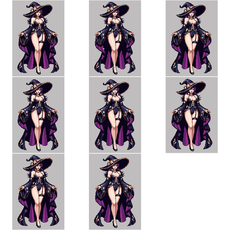 Stunning Mature Magical Girl Sorceress Idle pixel art