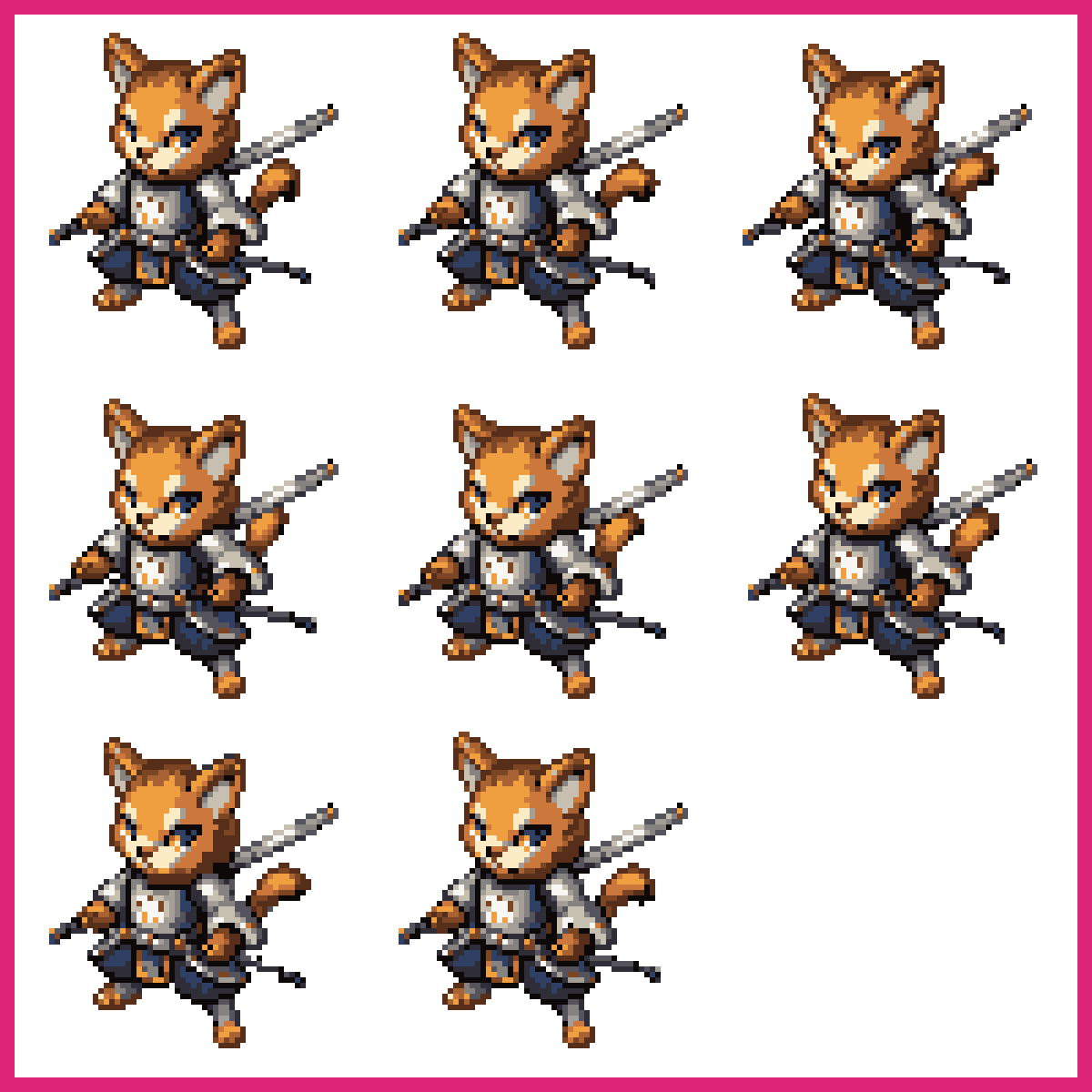 Mysterious anthropomorphic cat warrior Idle Pose