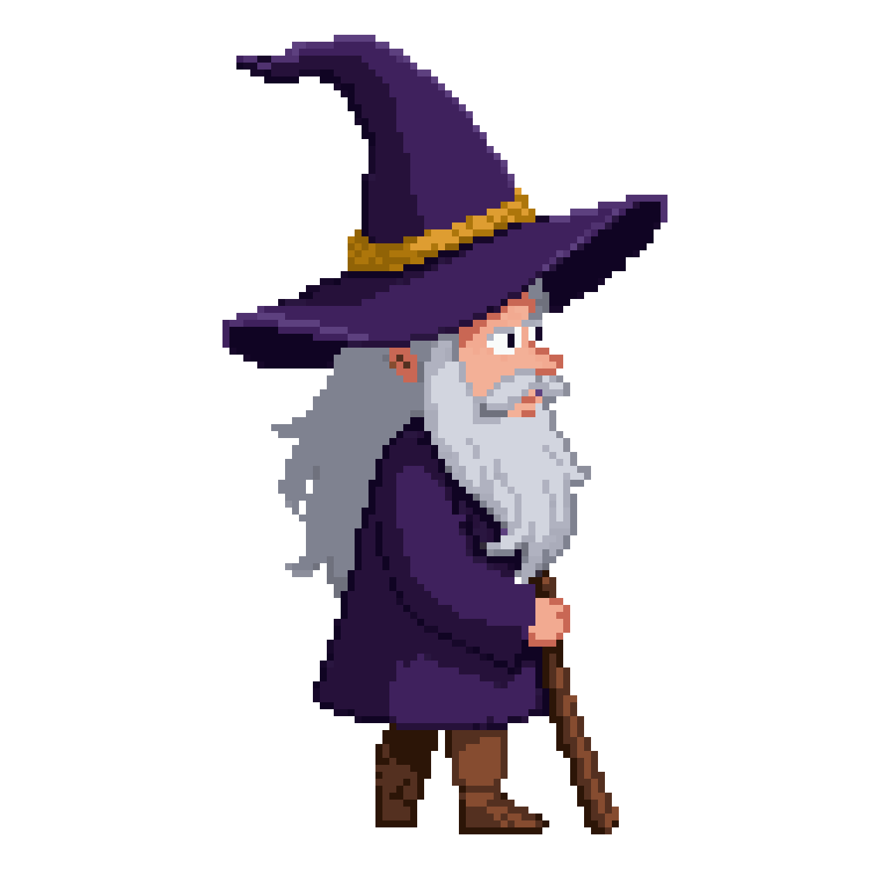 Basic Male Wizard with Staff pixel art