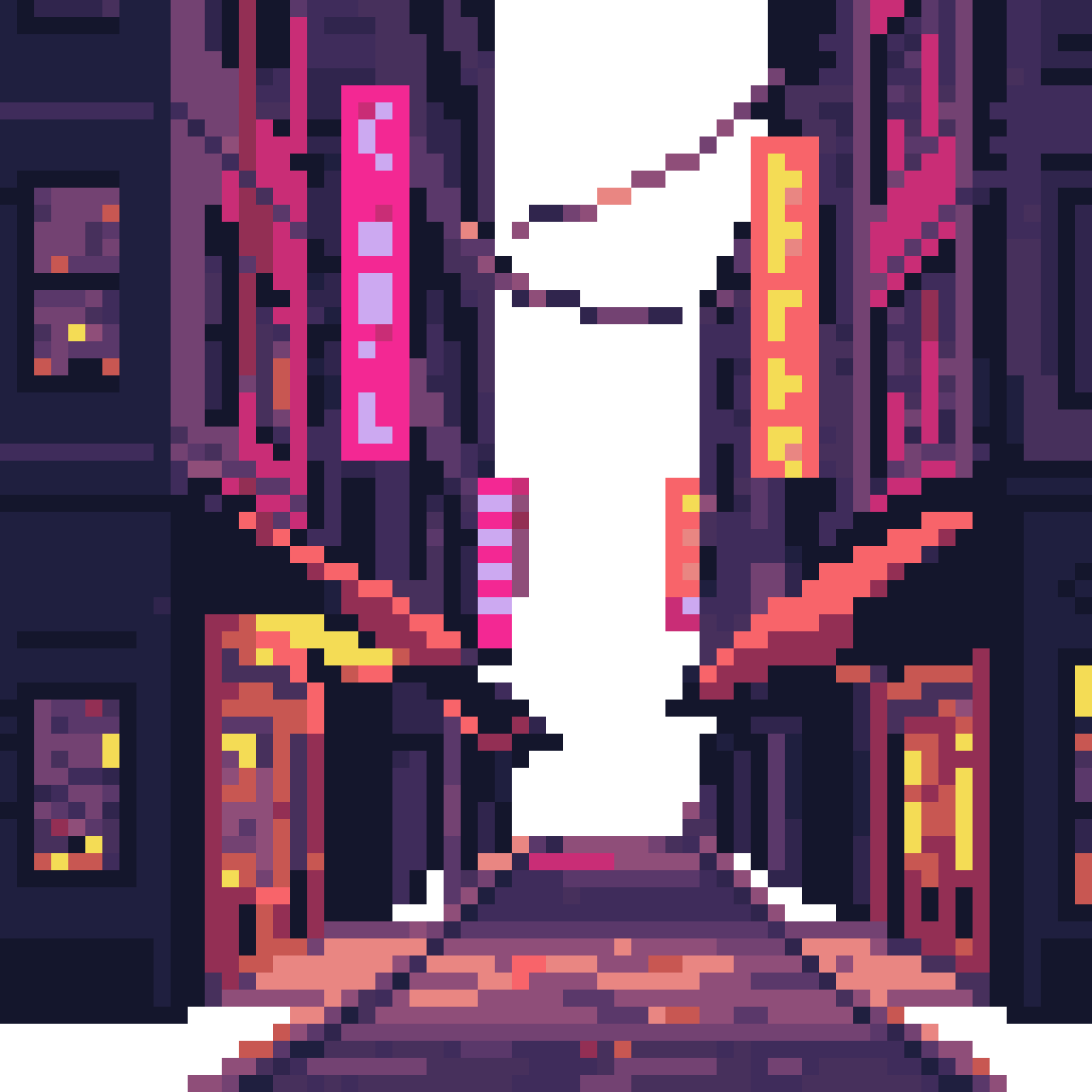 loopable city backstreets background pixel art