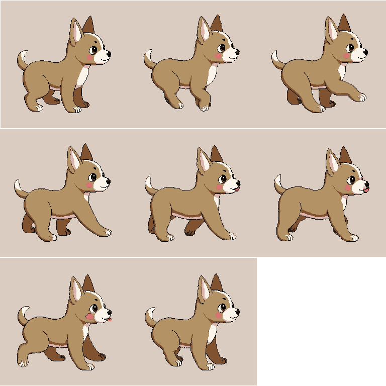 puppy with stink lines Walking pixel art
