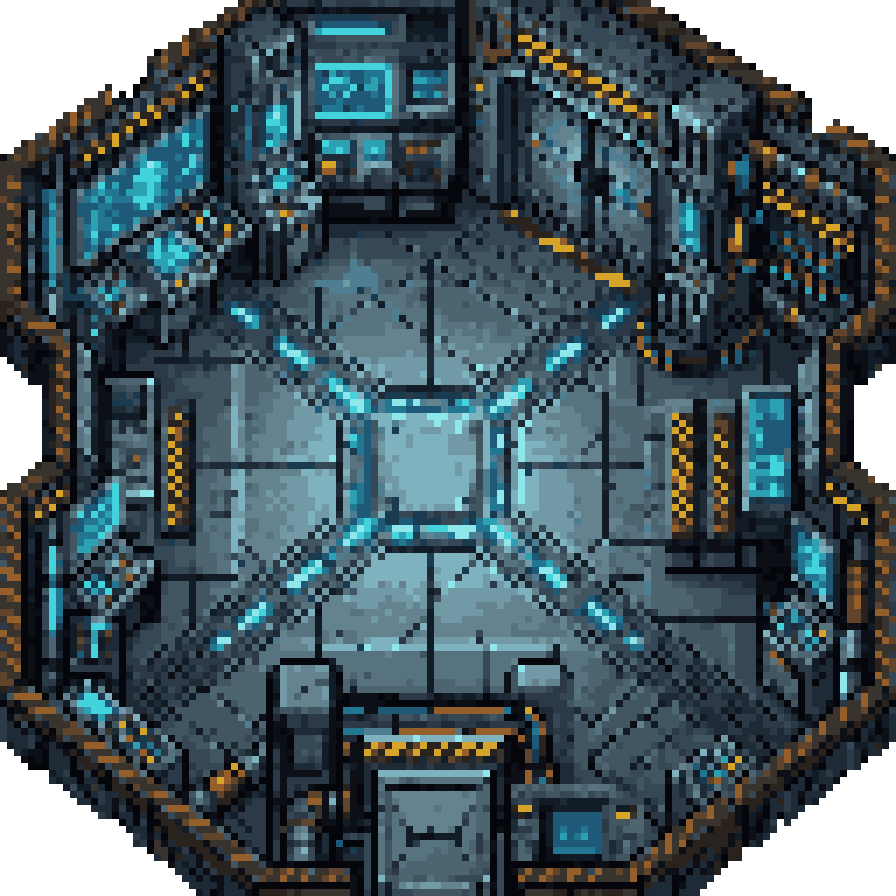 2D Pixel Art Spaceship Lobby Tileset pixel art