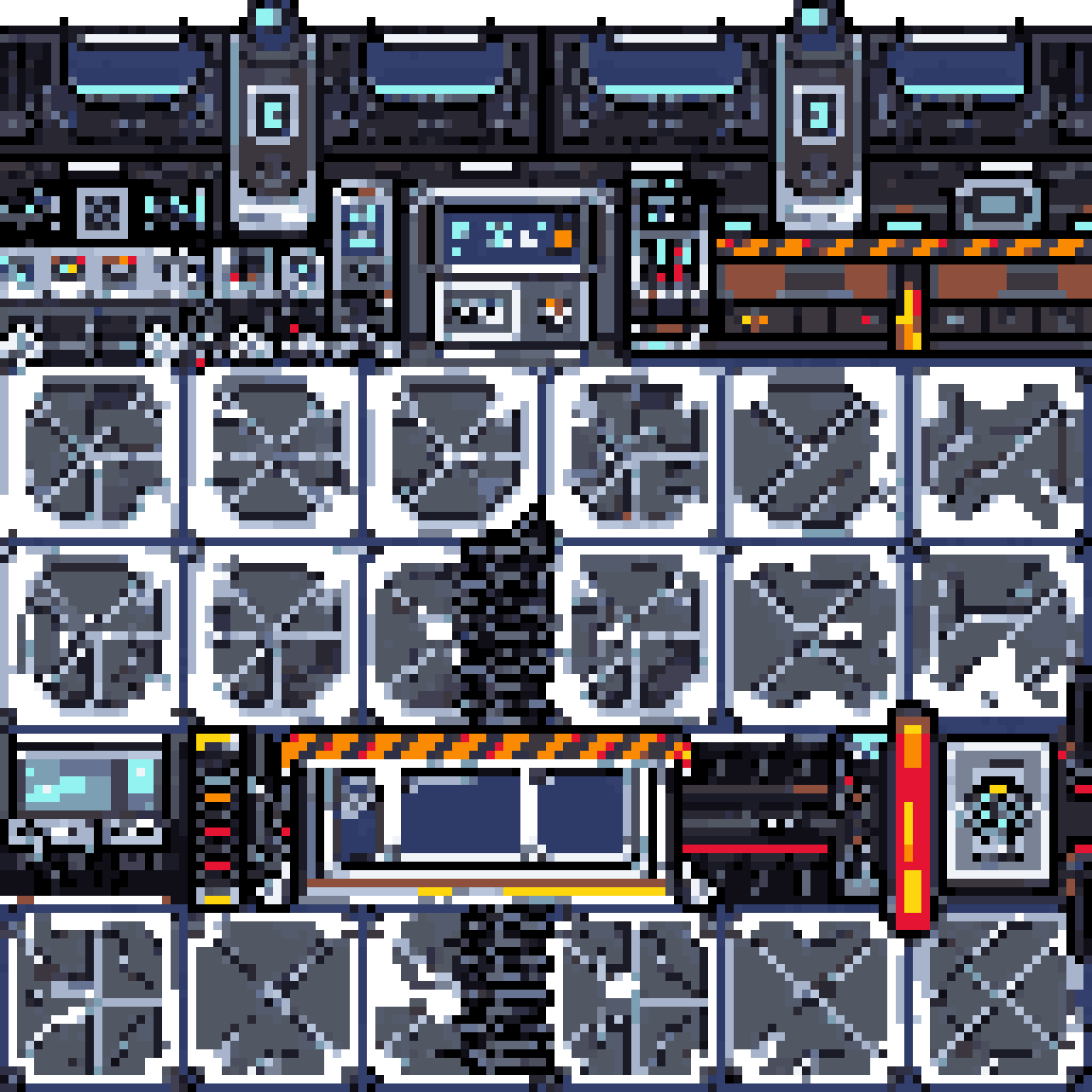 2D Pixel Art Spaceship Lobby Tileset pixel art