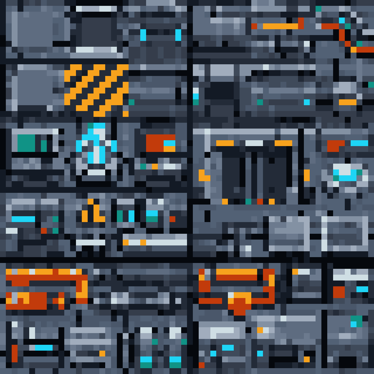 2D Pixel Art Spaceship Lobby Tileset pixel art