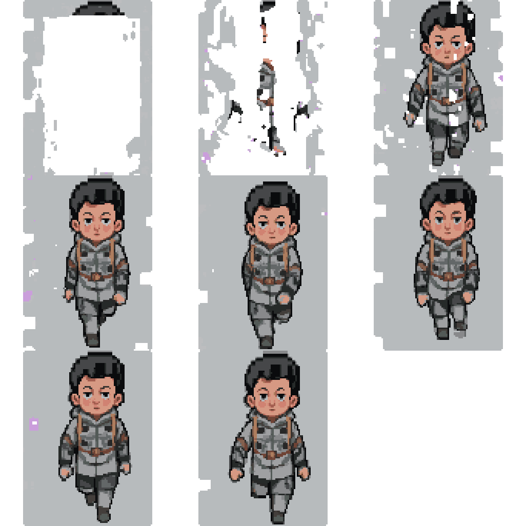 character walking forward, legs alternating pixel art