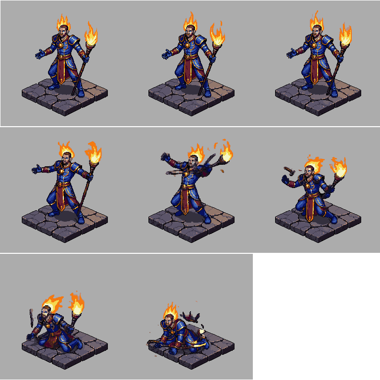 Fire Wizard Dying pixel art