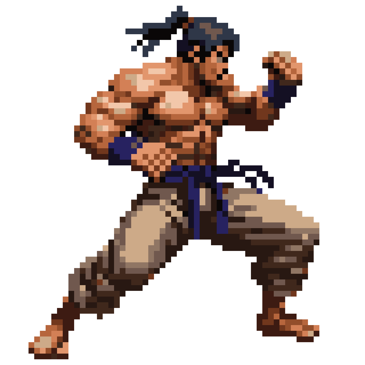 martial art muscular warrior pixel art