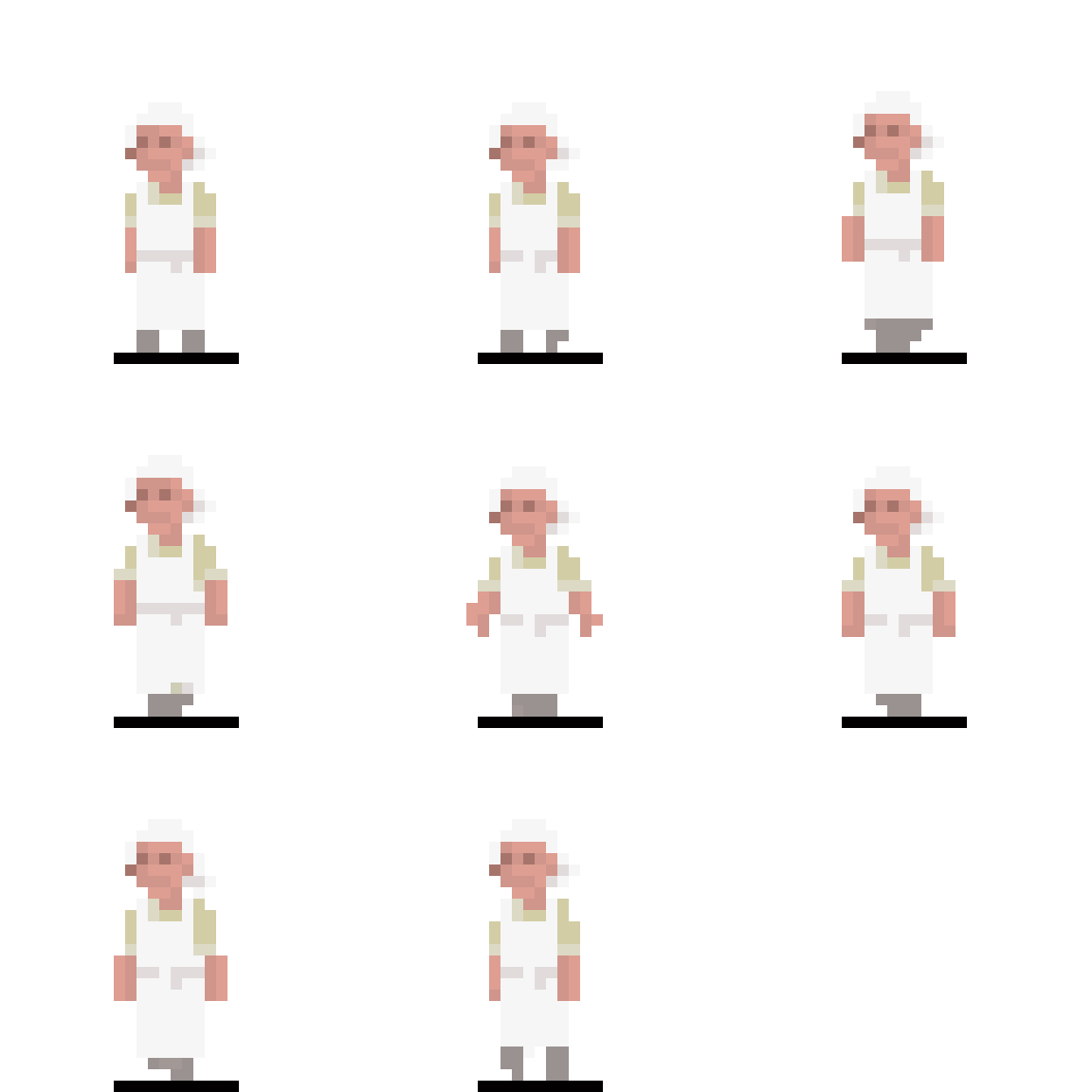 Elderly Chef Character Walking pixel art