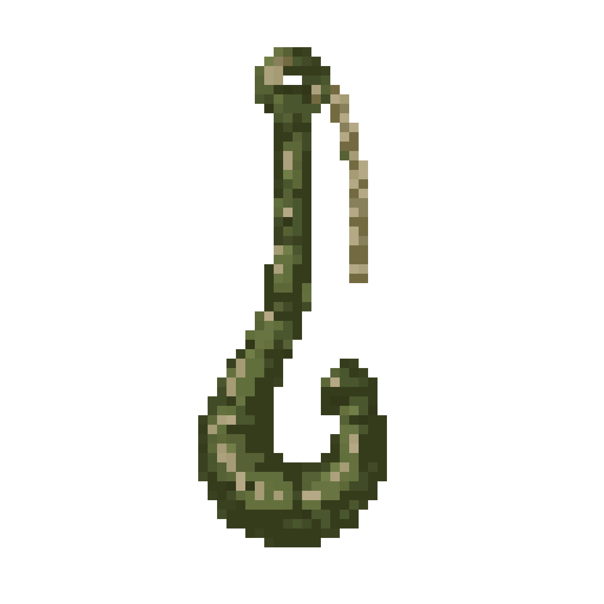 mossed sea hook with long rope pixel art