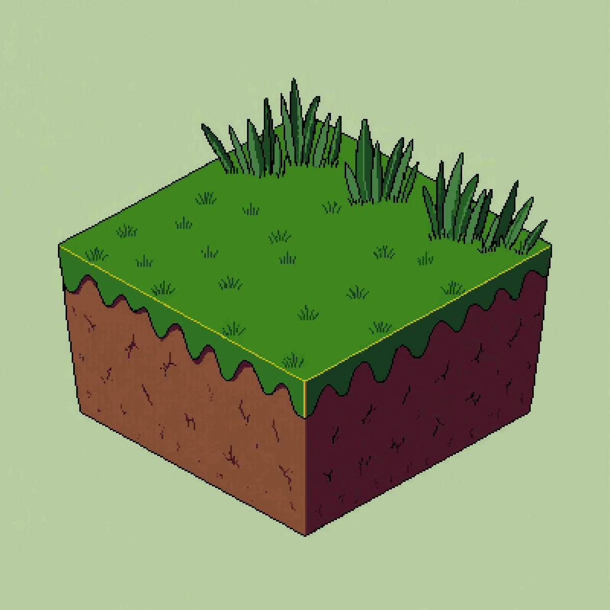dirt and grass ground, rich pixel art