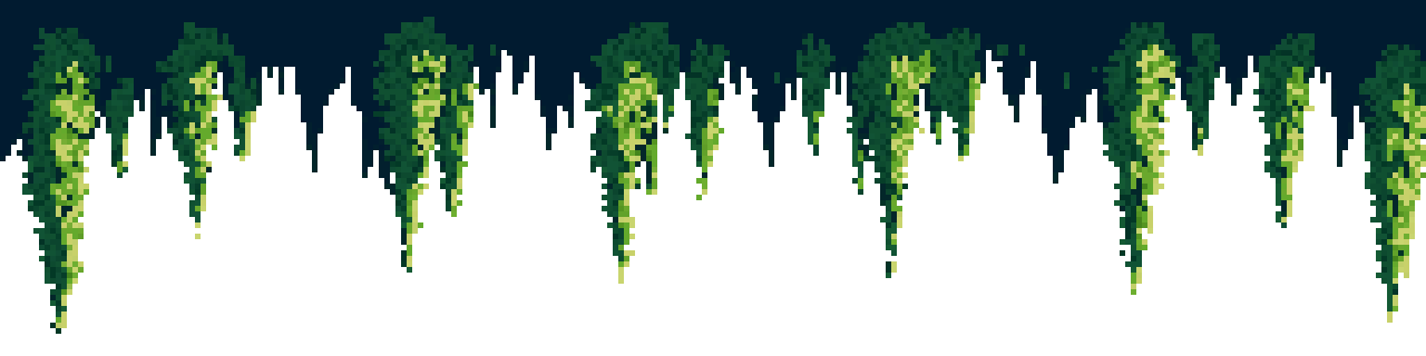 Lush hanging forest foliage, HD-2D pixel art