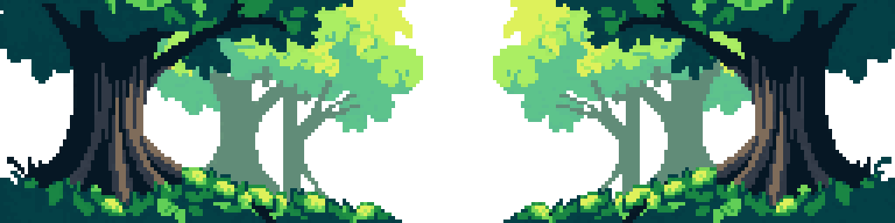 Lush hanging forest foliage, HD-2D pixel art