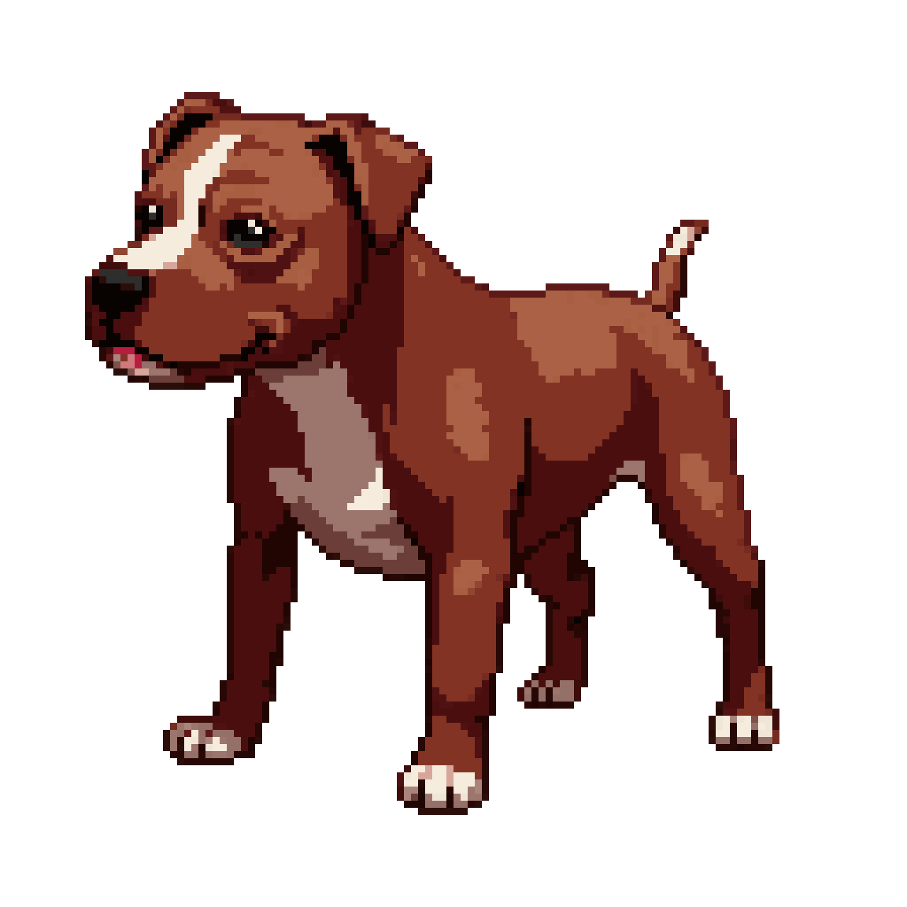 Texas Rednose Pitbull Facing Left pixel art
