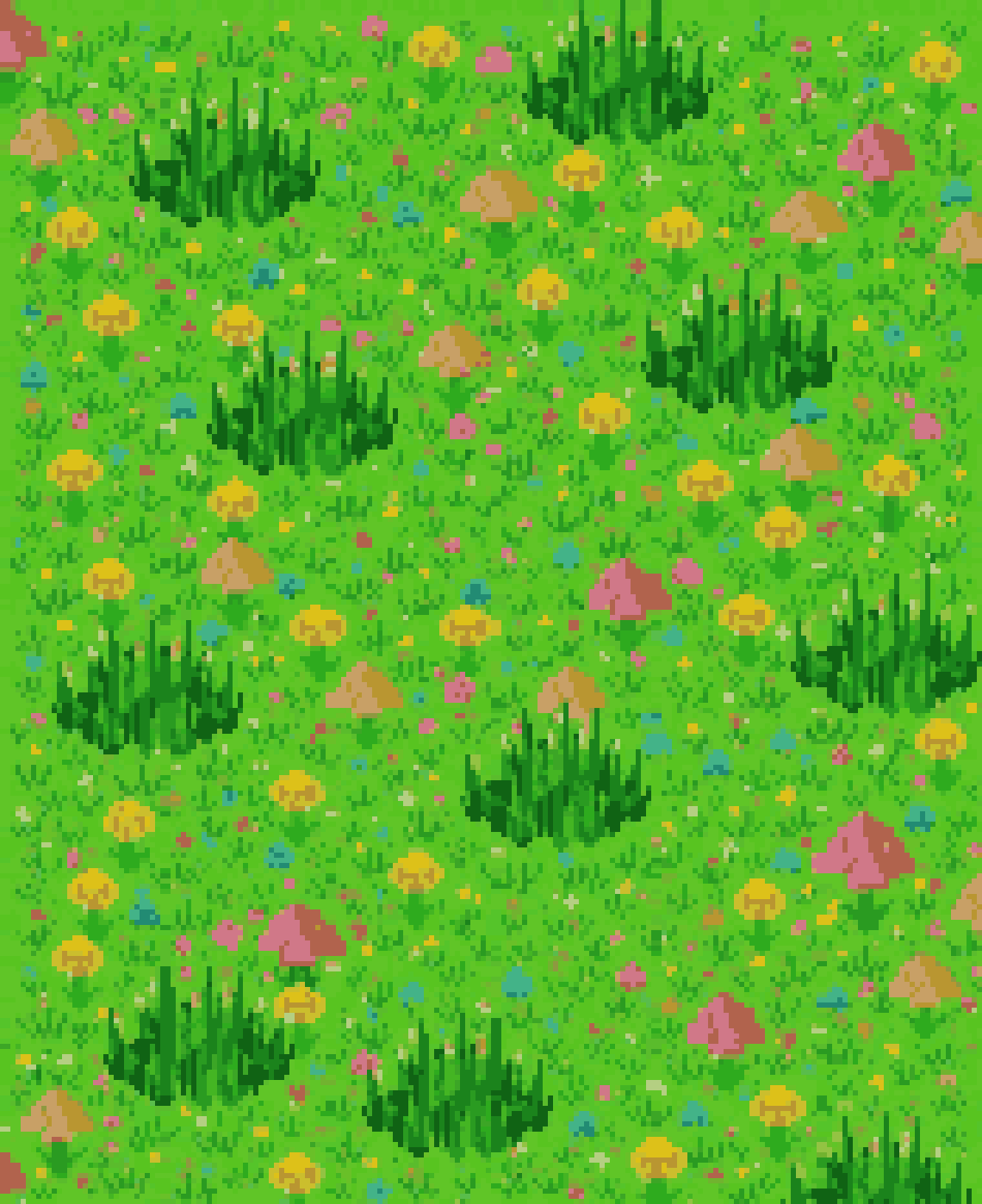 Small Trees and Flowers in Village pixel art