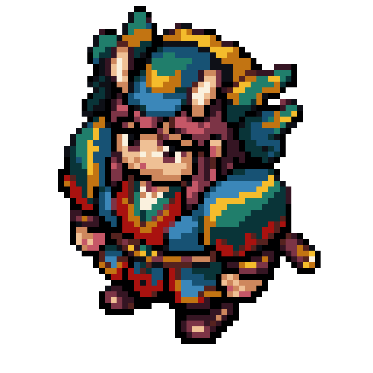 2D pixel character with outfit change pixel art