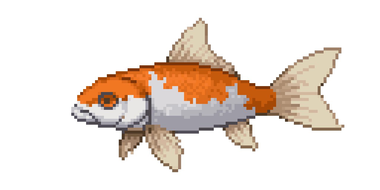 A koi fish swimming pixel art