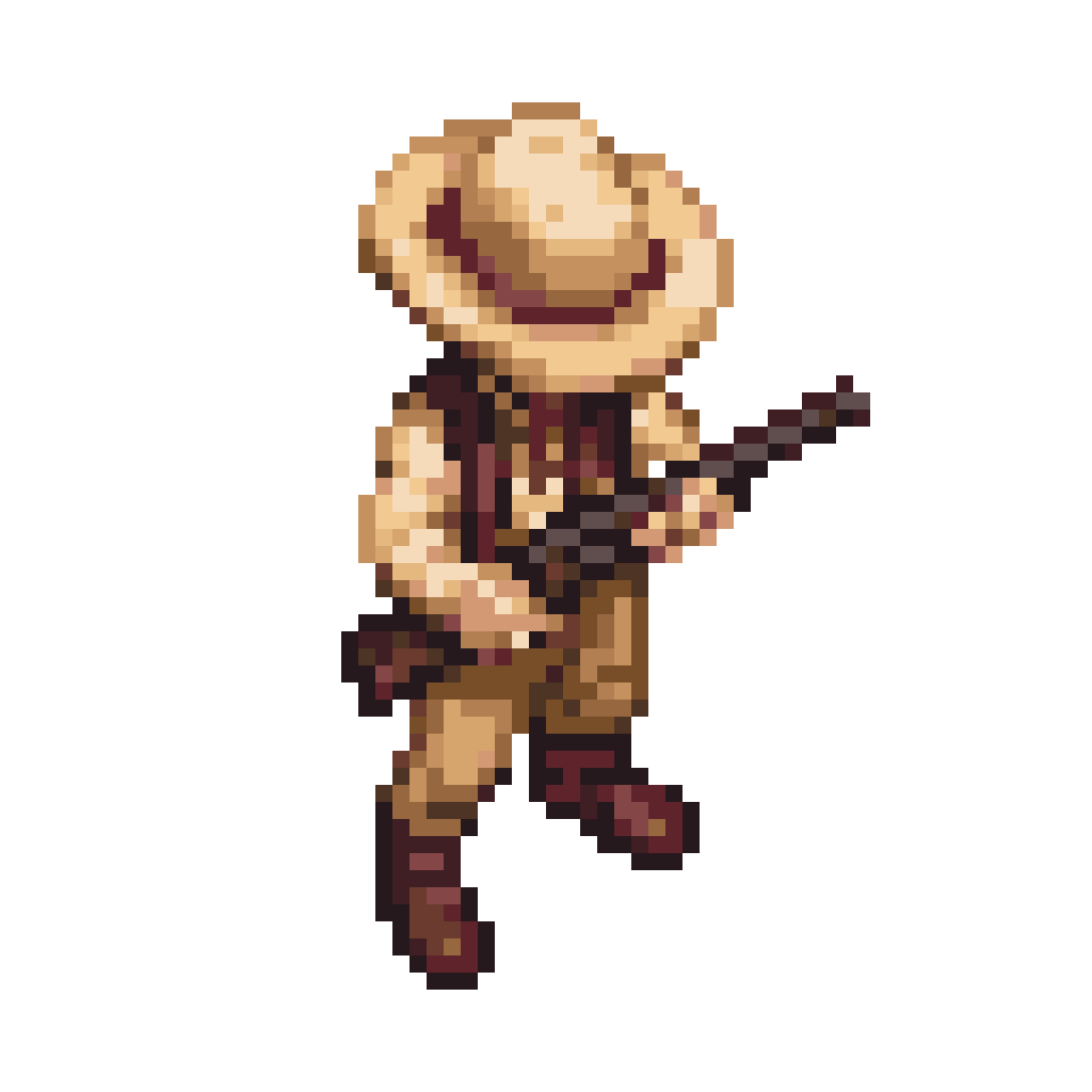 Australian Outback Character with Rifle pixel art