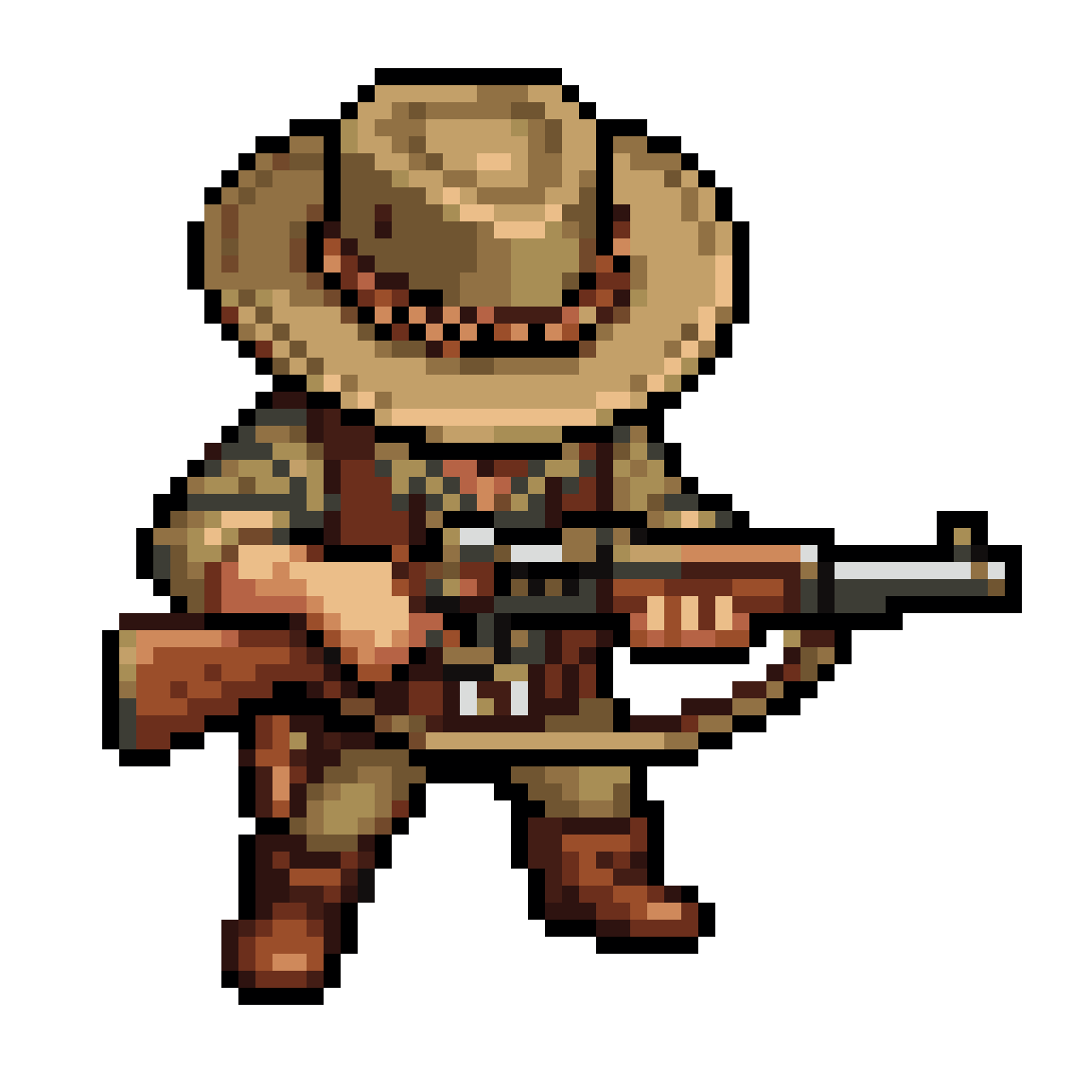 Australian Outback Character with Rifle pixel art