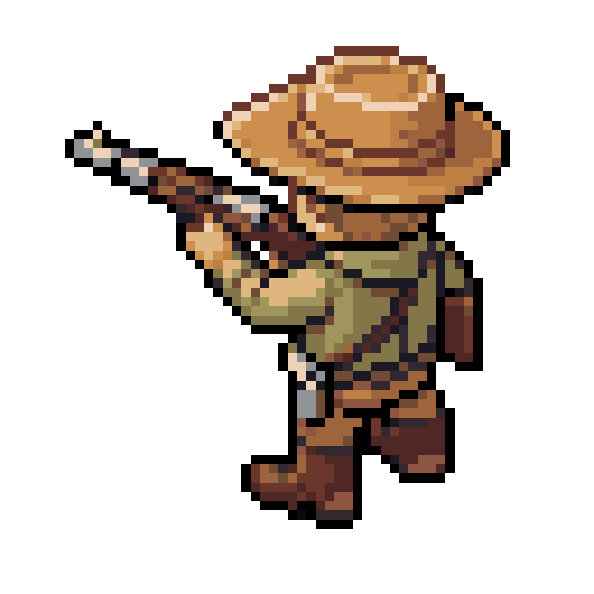 Australian Outback Character with Rifle pixel art