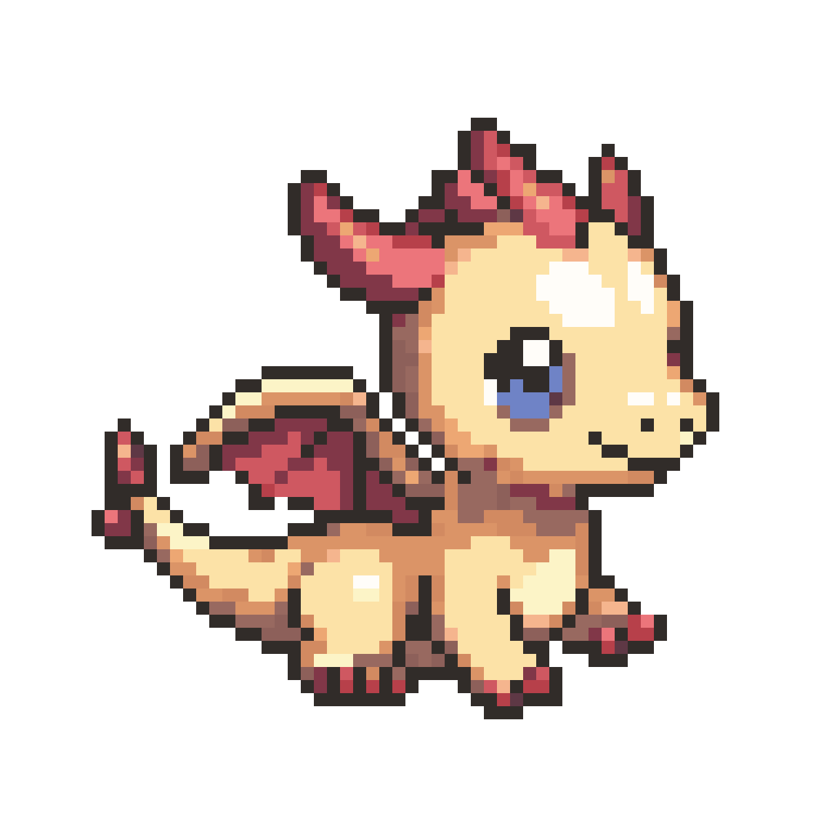 Adorable tiny fat baby dragon pixel art