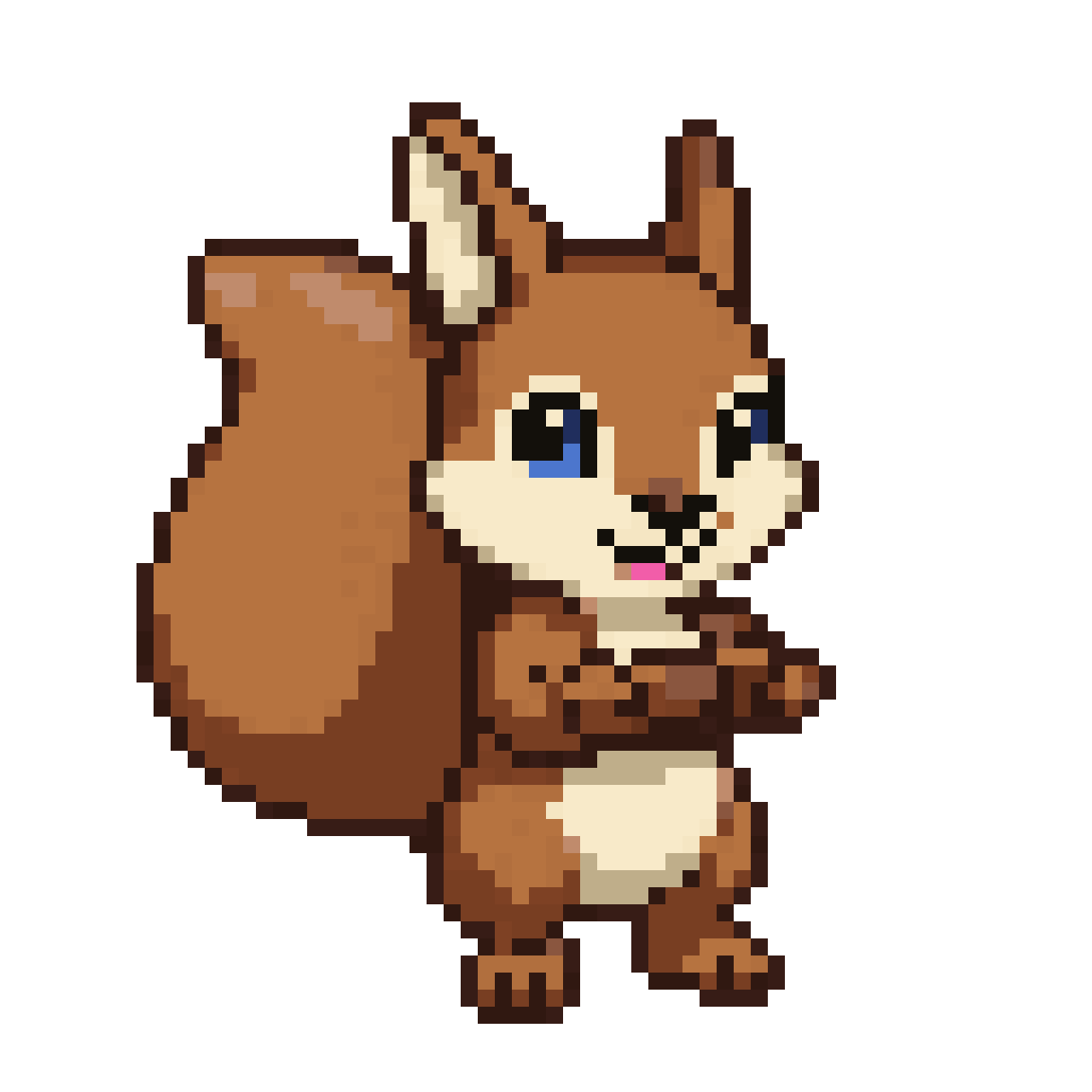 Anthropomorphic Farmer Squirrel with Staff pixel art