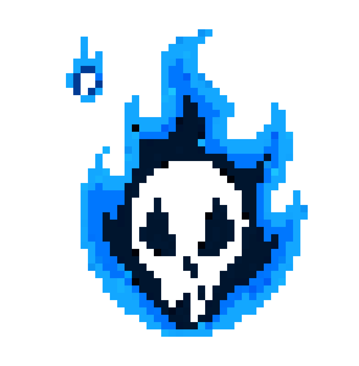 Small Blue Flame Particle with Skull pixel art