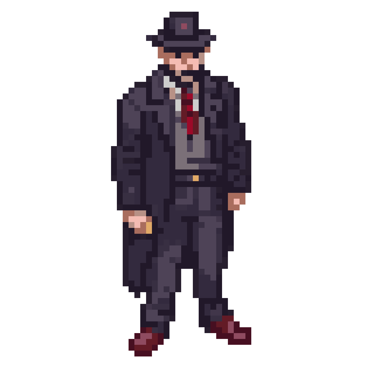 A 1930s mafia man pixel art
