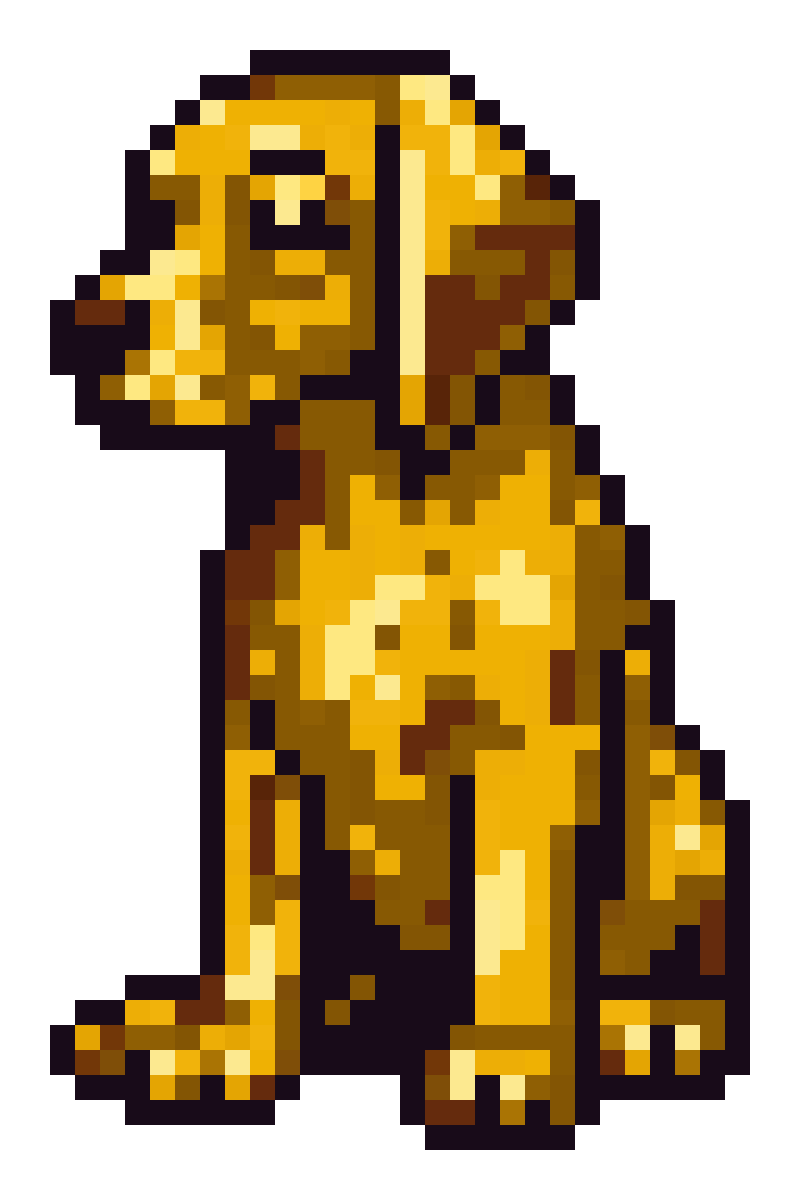40s Detective Anthropomorphic Golden Retriever Dog pixel art