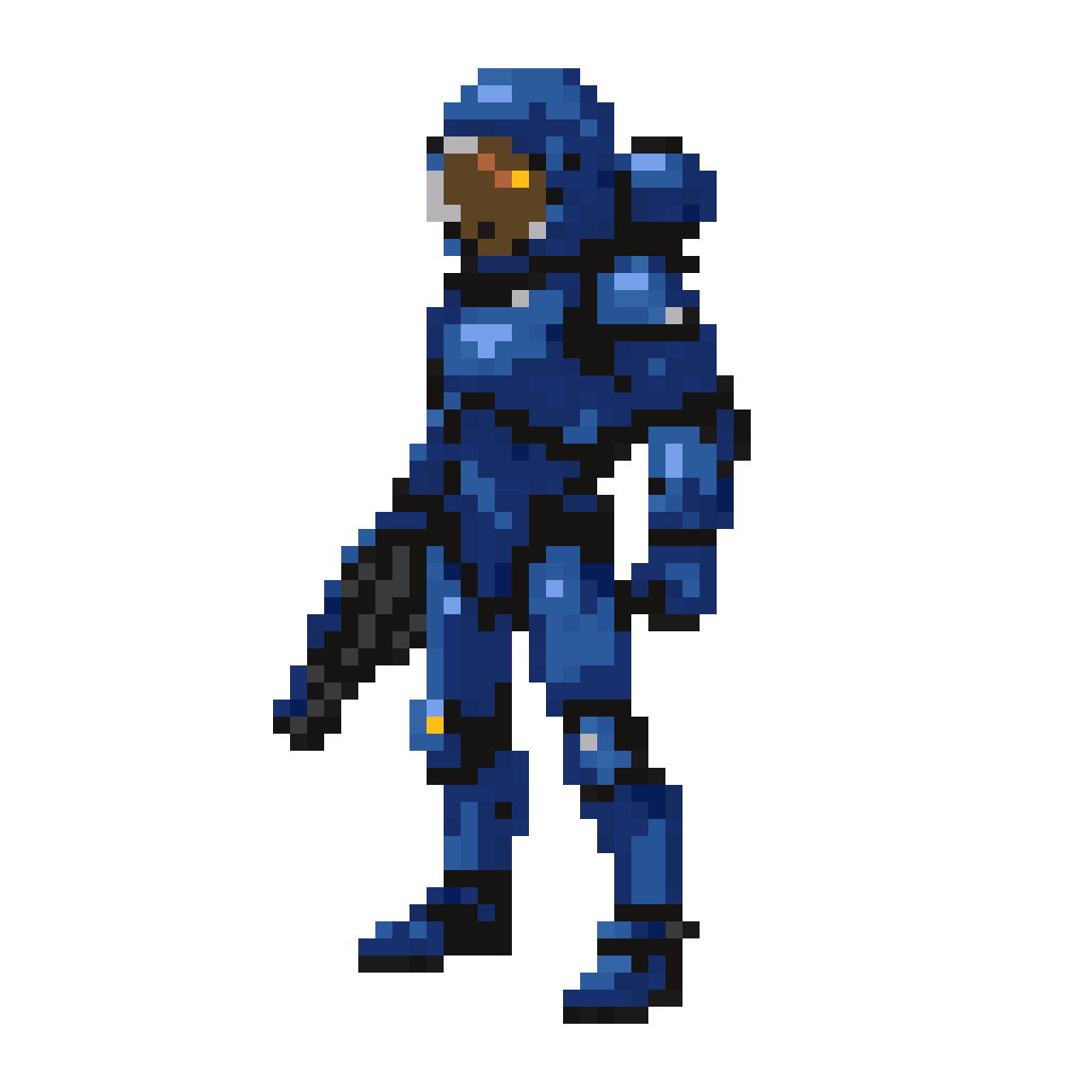 space man in blue NASA suit pixel art