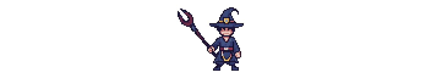 Wizard Ninja Character with Staff Katana pixel art